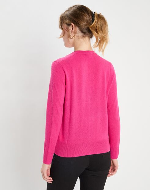 Cardigan 100% Cachemire Zacao rose fushia