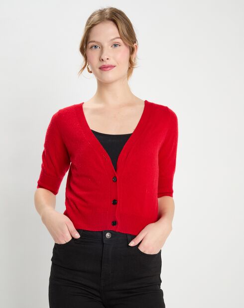 Cardigan en Laine & Cachemire Court Venus rouge