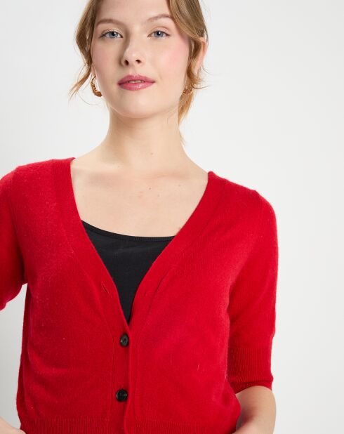 Cardigan en Laine & Cachemire Court Venus rouge