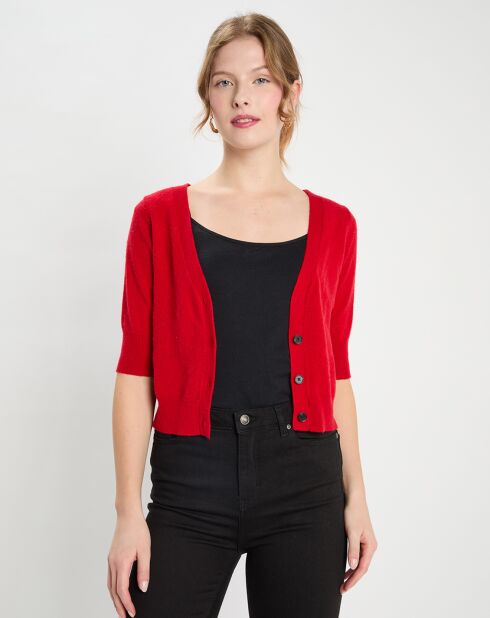 Cardigan en Laine & Cachemire Court Venus rouge