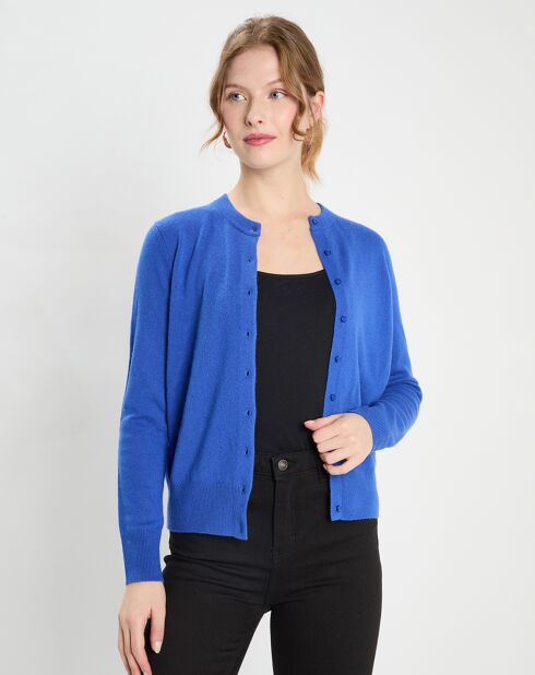 Cardigan 100% Cachemire Zacao bleu