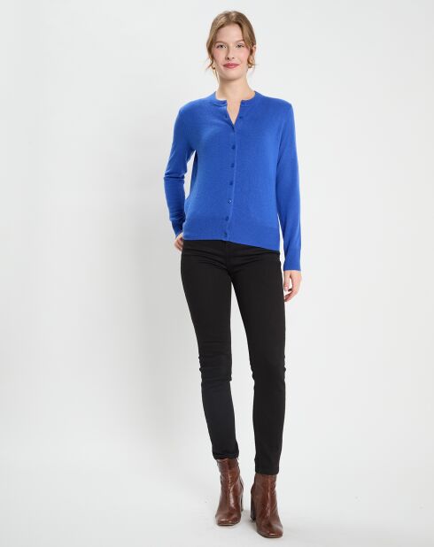 Cardigan 100% Cachemire Zacao bleu