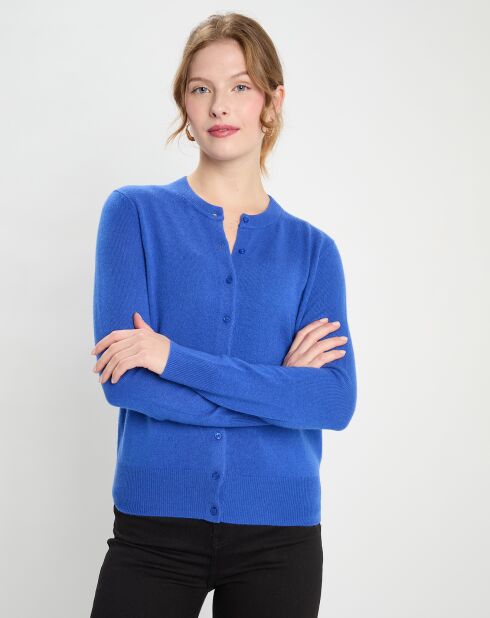 Cardigan 100% Cachemire Zacao bleu