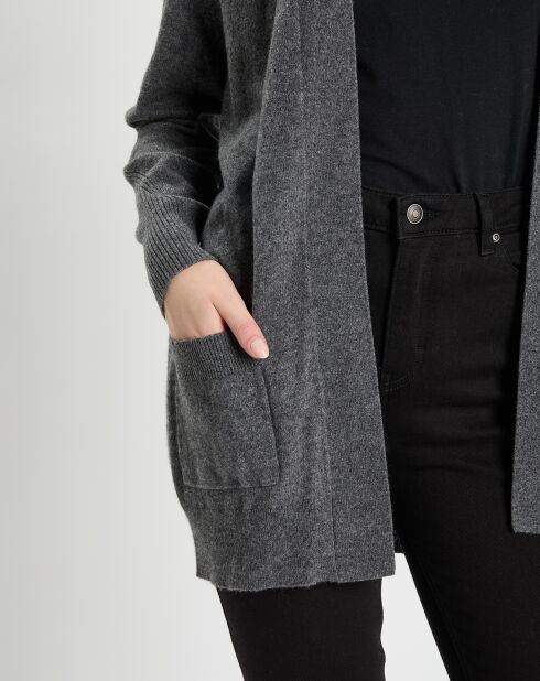 Gilet en Laine & Cachemire Susan gris foncé