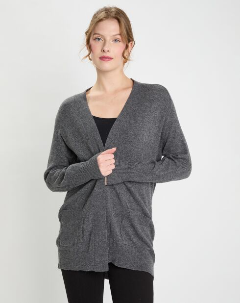 Gilet en Laine & Cachemire Susan gris foncé