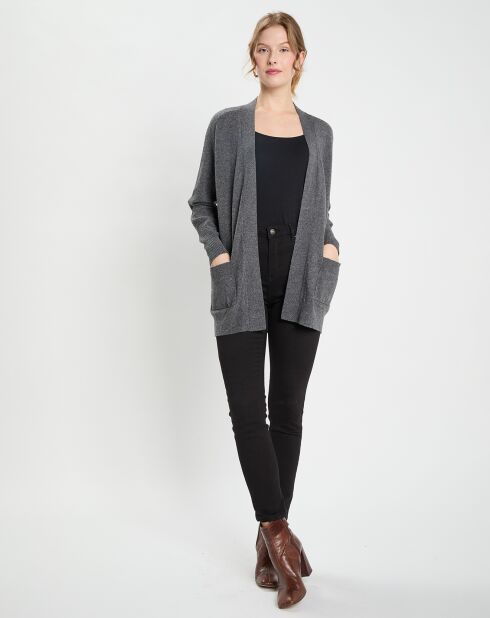 Gilet en Laine & Cachemire Susan gris foncé