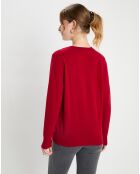 Pull 100% Cachemire Col V Zocon  rouge laqué