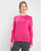 Pull 100% Cachemire col rond Zabri rose fushia