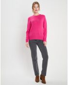 Pull 100% Cachemire col rond Zabri rose fushia