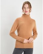 Pull 100% Cachemire col roulé Dobra camel