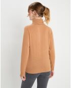 Pull 100% Cachemire col roulé Dobra camel