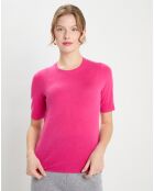 Pull 100% Cachemire manches courtes Difi rose fushia