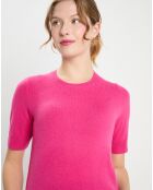 Pull 100% Cachemire manches courtes Difi rose fushia