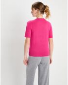 Pull 100% Cachemire manches courtes Difi rose fushia