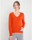 Pull 100% Cachemire Zocon col V orange