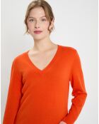 Pull 100% Cachemire Zocon col V orange