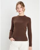 Pull en Laine & Cachemire Tasha col rond marron foncé