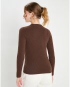 Pull en Laine & Cachemire Tasha col rond marron foncé