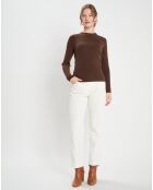 Pull en Laine & Cachemire Tasha col rond marron foncé