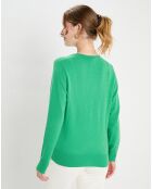 Pull 100% Cachemire Col V Zocon  vert emeraude