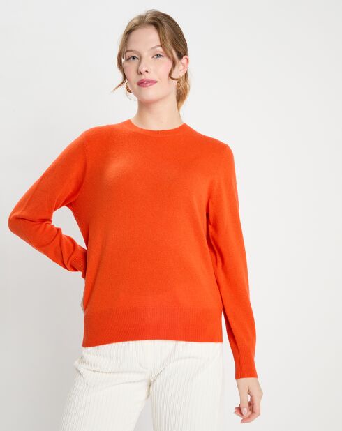 Pull 100% Cachemire col rond Zabri orange