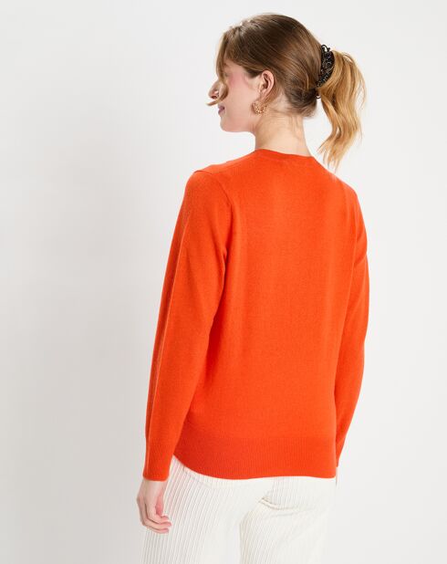 Pull 100% Cachemire col rond Zabri orange