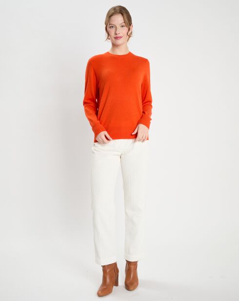 Pull 100% Cachemire col rond Zabri orange