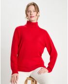 Pull 100% Cachemire col roulé Dobra rouge