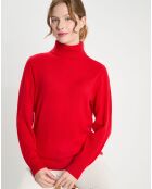 Pull 100% Cachemire col roulé Dobra rouge