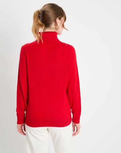 Pull 100% Cachemire col roulé Dobra rouge