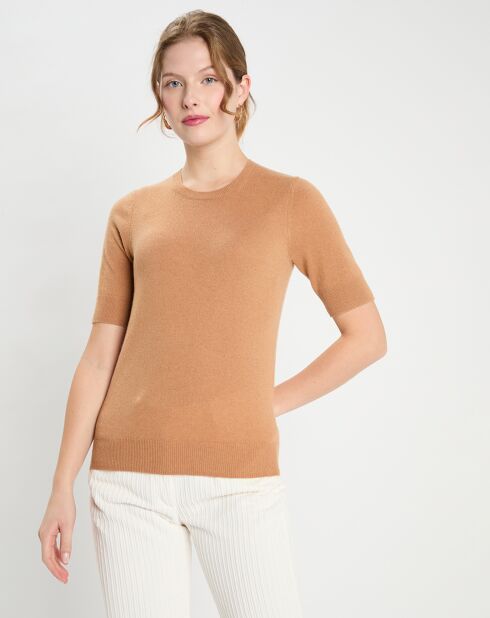 Pull 100% Cachemire manches courtes Difi camel