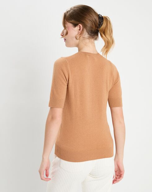 Pull 100% Cachemire manches courtes Difi camel