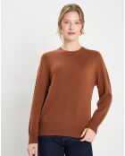 Pull 100% Cachemire col rond Zabri marron moyen