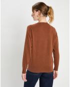 Pull 100% Cachemire col rond Zabri marron moyen