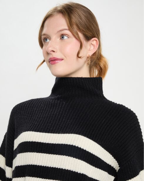 Pull en Laine & Cachemire Sydney rayure noir