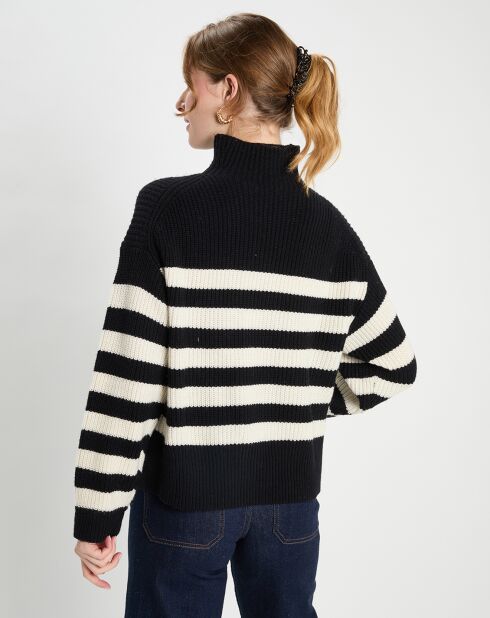 Pull en Laine & Cachemire Sydney rayure noir