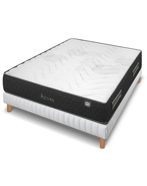 Ensemble matelas et sommier Azure gris bleu/blanc - 140x190 cm