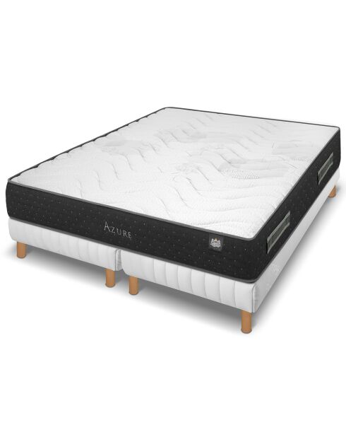 Ensemble matelas et 2 sommiers Azure gris bleu/blanc - 2x100x200 cm