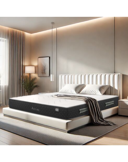 Ensemble matelas et sommier Azure gris bleu/blanc - 140x190 cm