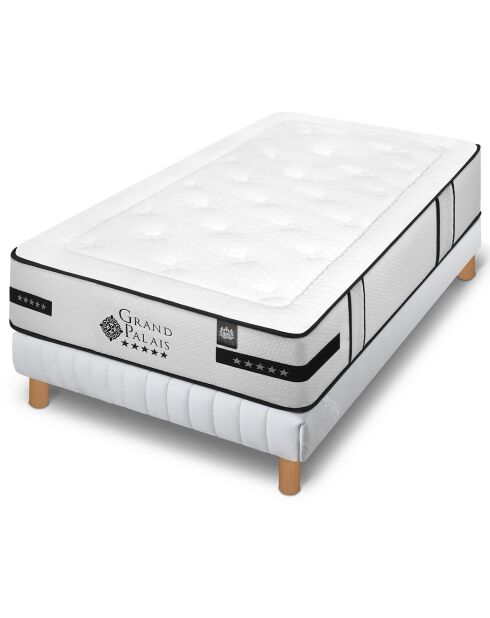 Ensemble matelas et sommier Grand Palais gris/blanc - 90x190 cm