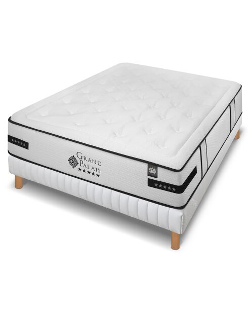 Ensemble matelas et sommier Grand Palais gris/blanc - 140x190 cm