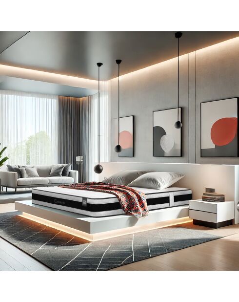 Ensemble matelas et sommier Continental gris/blanc - 90x190 cm