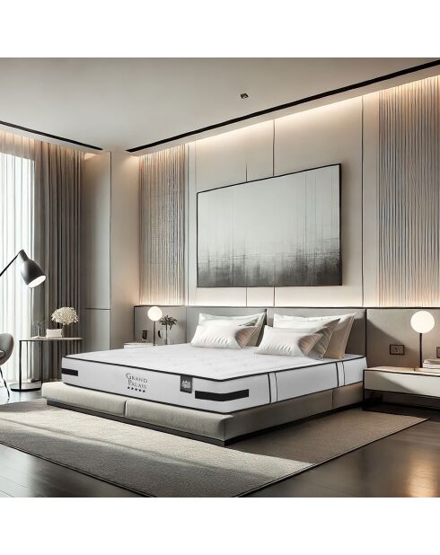 Ensemble matelas et sommier Grand Palais gris/blanc - 80x200 cm