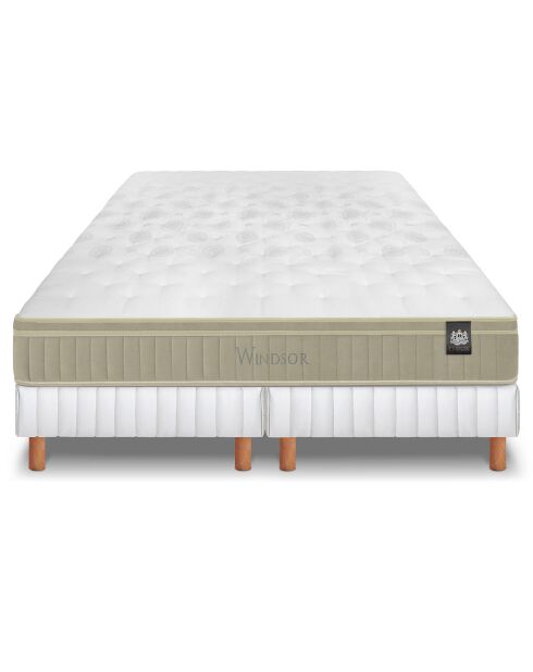 Ensemble matelas et 2 sommiers Windsor gris/blanc - 2x90x200 cm