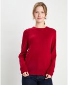 Pull 100% Cachemire col rond Zabri rouge laque