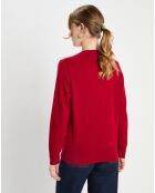 Pull 100% Cachemire col rond Zabri rouge laque