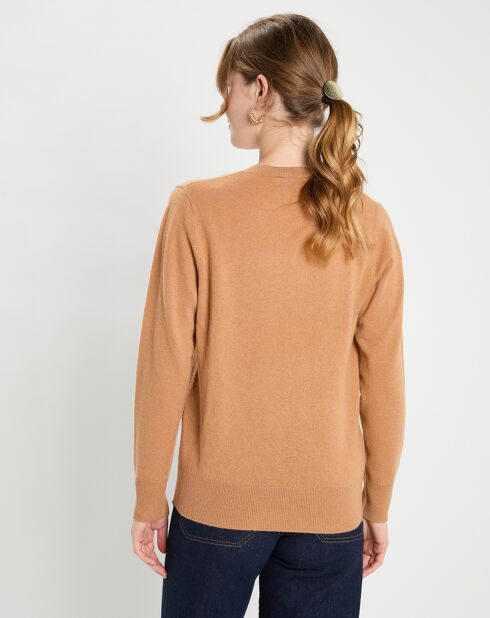 Pull 100% Cachemire Col V Zocon  camel