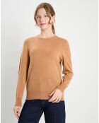 Pull 100% Cachemire col rond Zabri camel