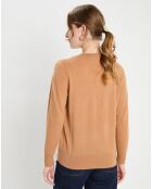 Pull 100% Cachemire col rond Zabri camel