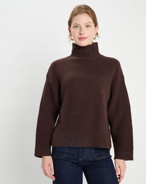 Pull en Laine & Cachemire Sydney marron foncé